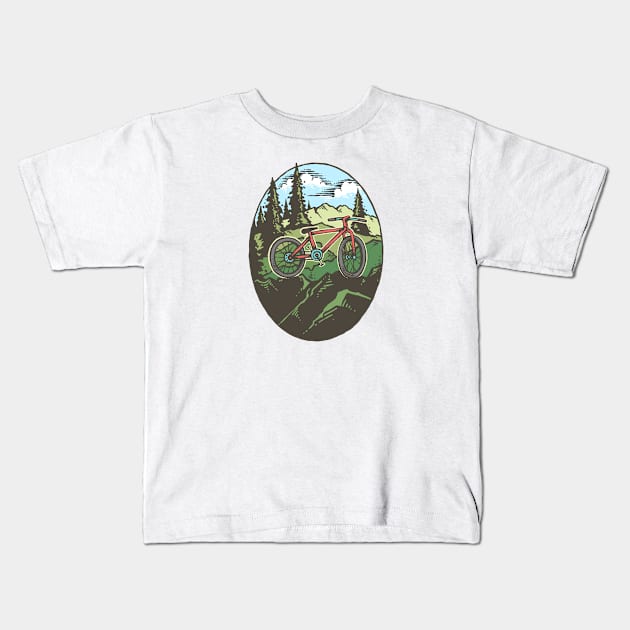 Mountainbike Cycling Tshirt Kids T-Shirt by evergreen_brand